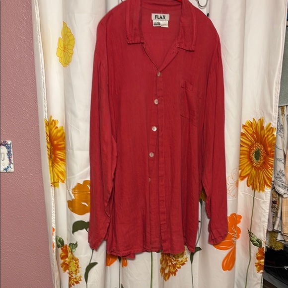 Flax Tops - Vintage Flax Red Linen Top M